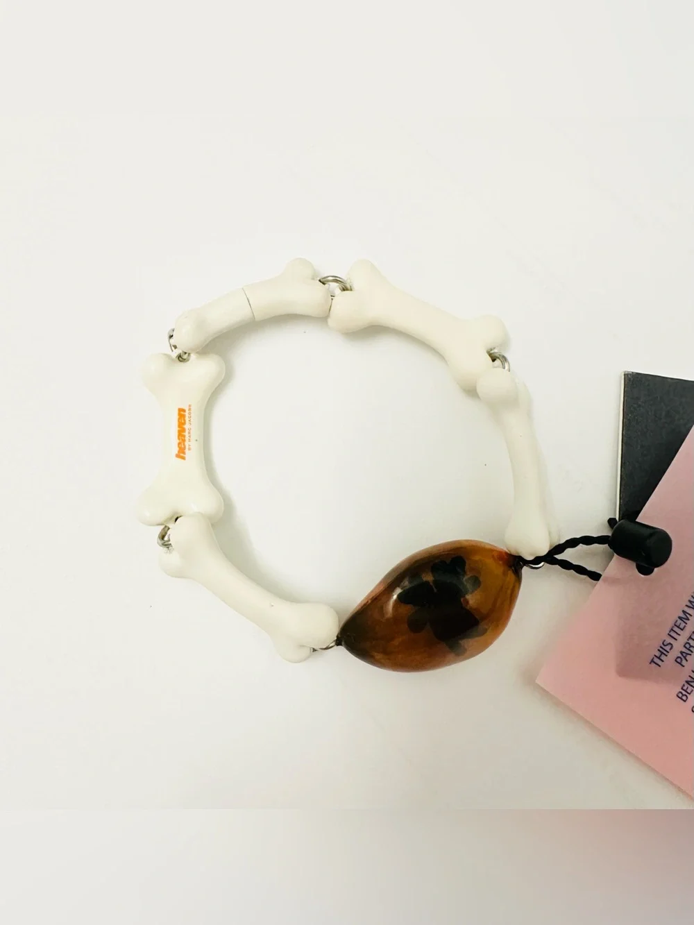 Heaven by Marc Jacobs x Bladee White Bone Link & Amber Stone Bracelet NWT